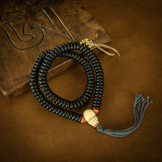 Authentic 300-year-old Qing Dynasty red sandalwood prayer beads with museum patina.