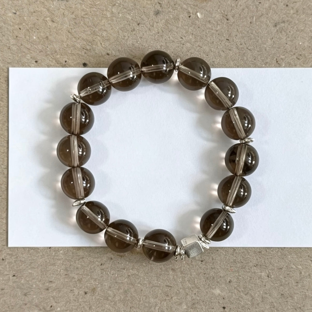 Smoky Quartz Stacking Bracelet | 8mm AA Grade Beads | S925 Sterling Silver
