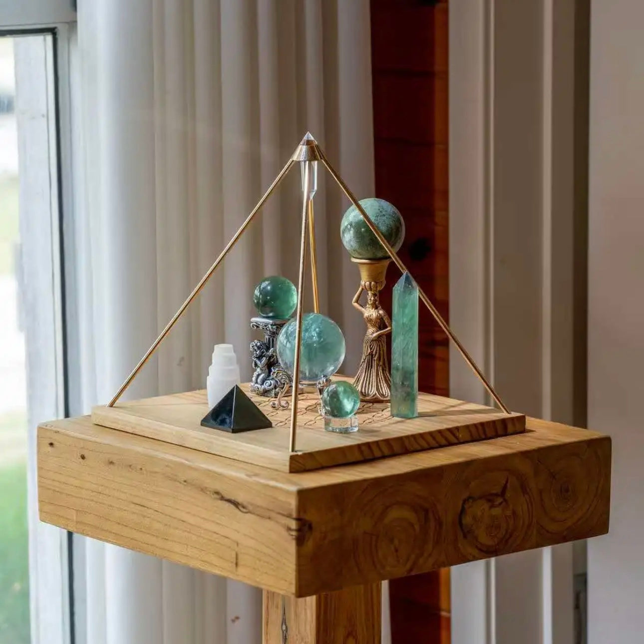 Right-side perspective of the crystal altar, ideal for meditation and bringing clarity to the home.