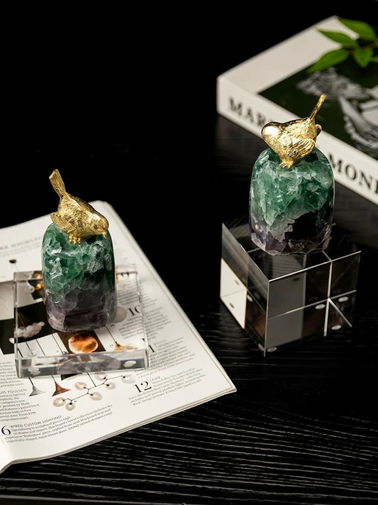 The Zen Sparrow displayed as an exquisite addition to a professional desk, bringing elegance and good fortune.