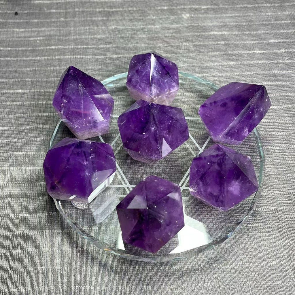 One-of-a-Kind Natural Amethyst Scepter Column Seven-Star Array Decoration | 4cm Height, 510g Raw Stone, 15cm Base | Authentic Gemstone, Appraisal Supported