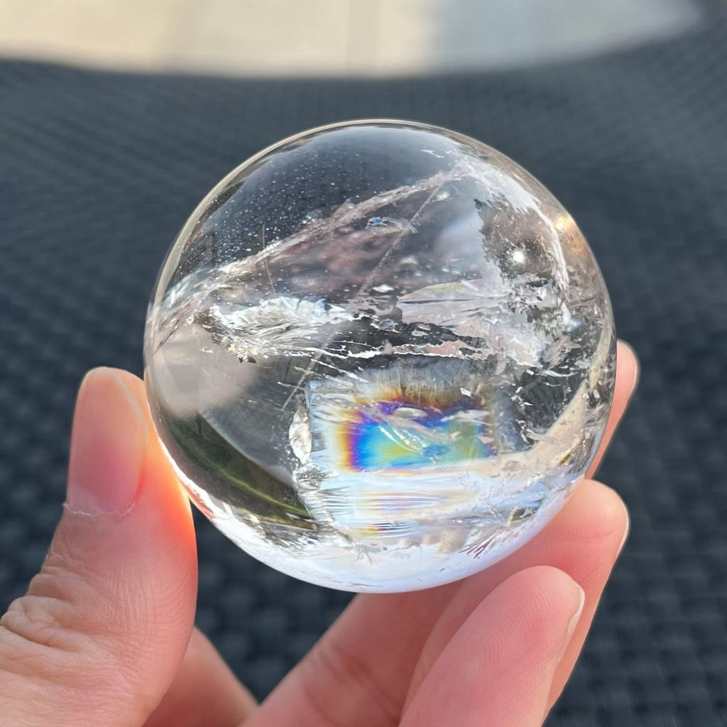 Natural White Crystal Rainbow 🌈 Sphere Ornament
