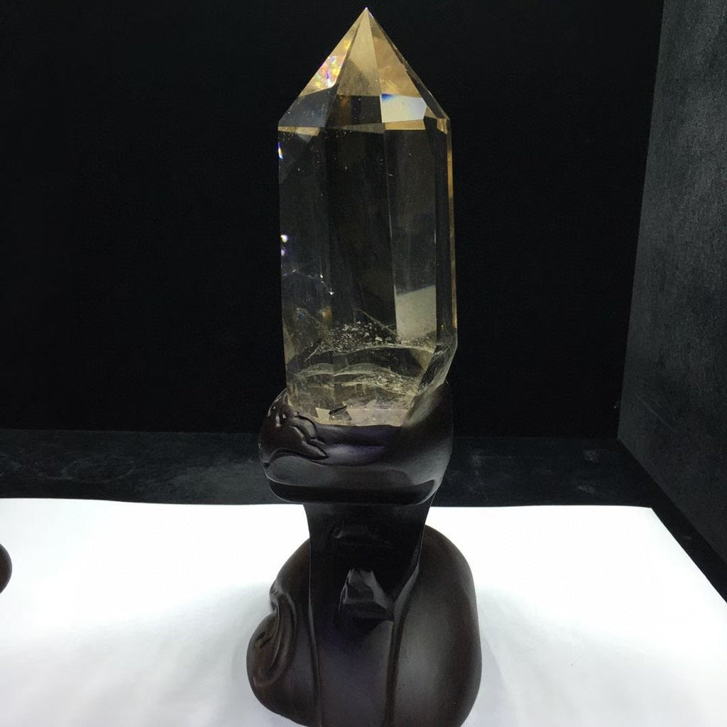 Premium Rare Natural Smoky Quartz Crystal Point - Naturally Formed Blue Feather (Angel's Wings) Inclusions