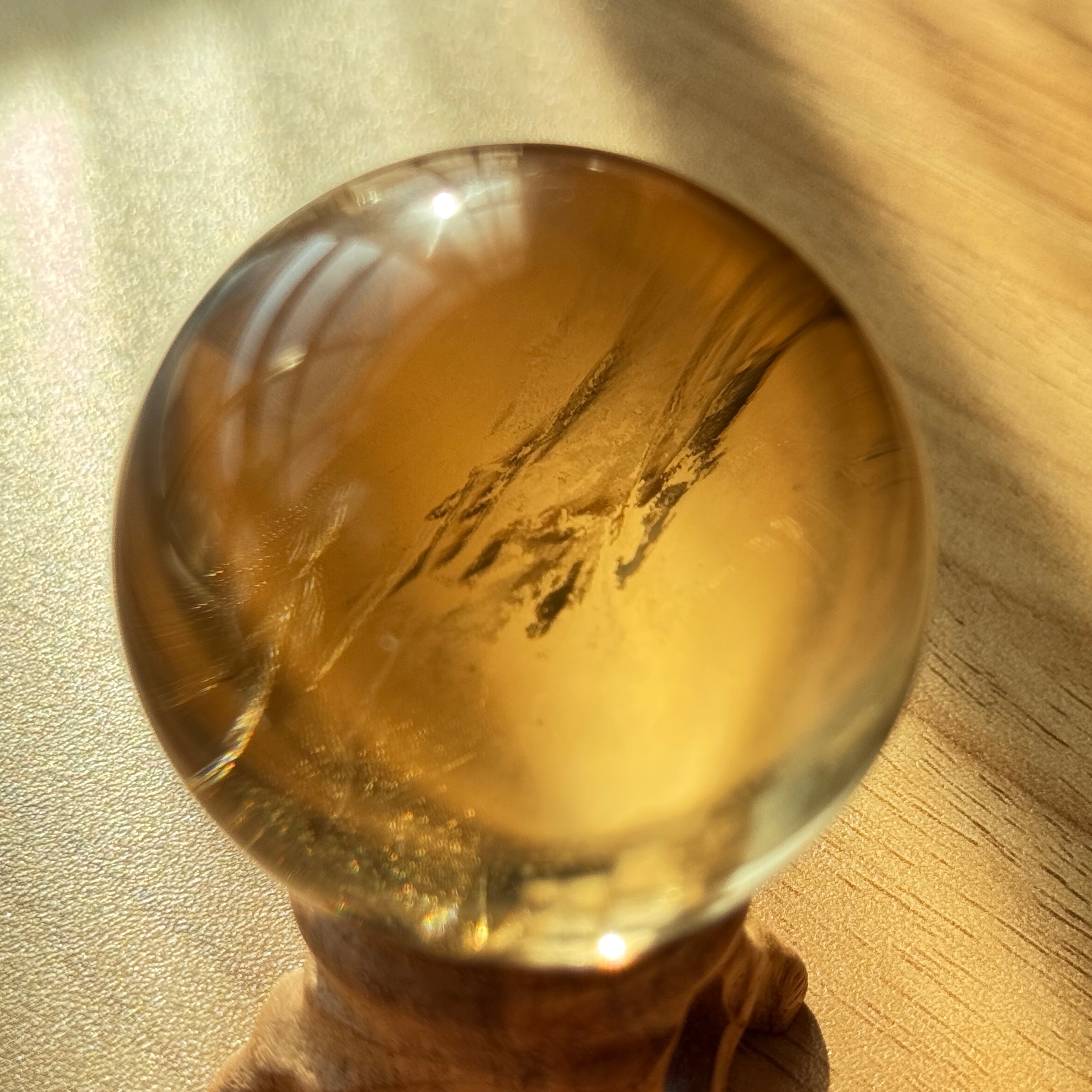 Natural Citrine Sphere 46mm | Brazilian Raw Stone Authentic Hand-Polished Wealth-Attracting Energy Crystal Decoration