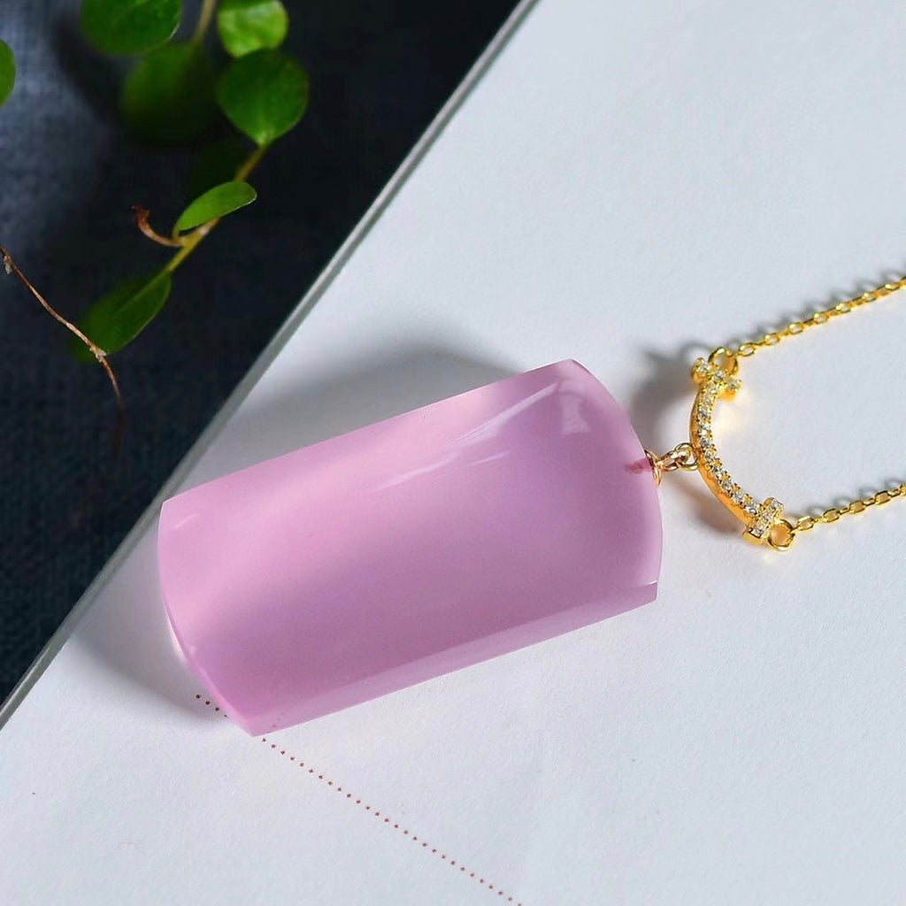 Natural Mozambique Starlight 🌟 Rose Quartz "Wushi Pai" Pendan