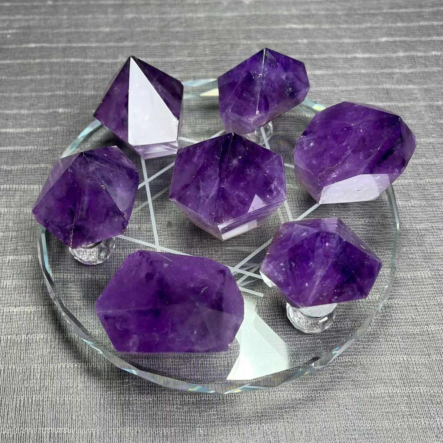 One-of-a-Kind Natural Amethyst Scepter Column Seven-Star Array Decoration | 4cm Height, 510g Raw Stone, 15cm Base | Authentic Gemstone, Appraisal Supported