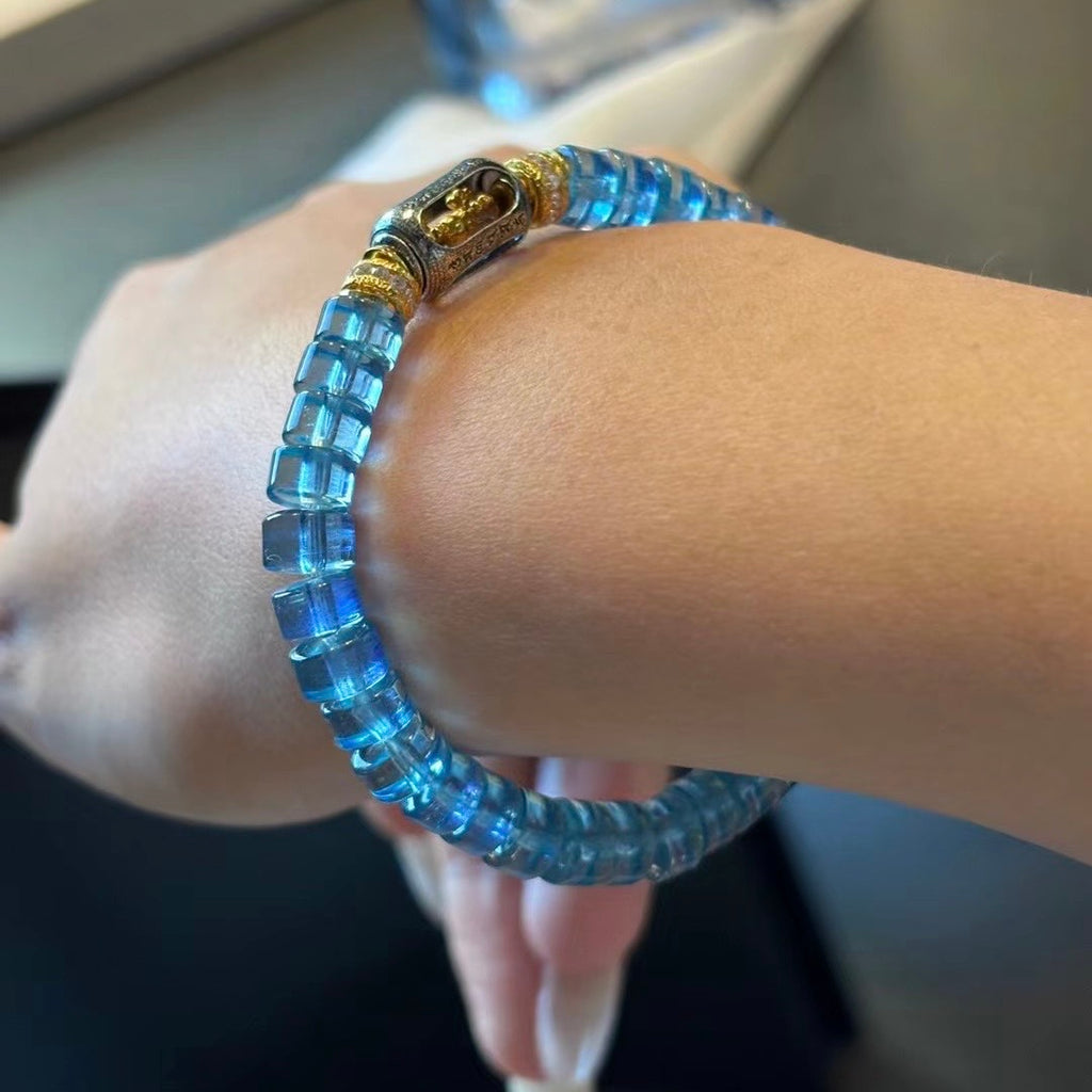 Natural Aquamarine Straight-Cut Tablet Beads