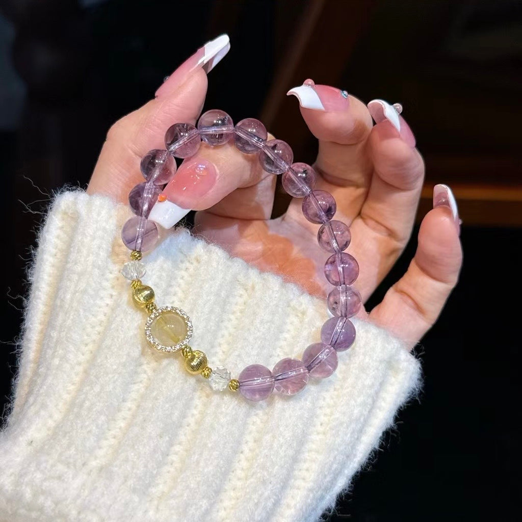 Purple Aura Crystal Radiance · Wisdom & Wealth" Amethyst Bracelet