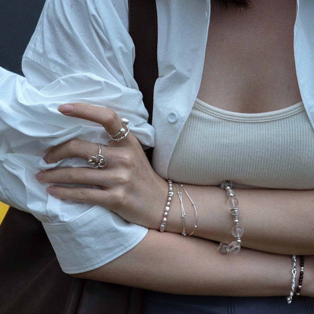 Quiet Layers | Brazilian White Quartz Bracelet Stack