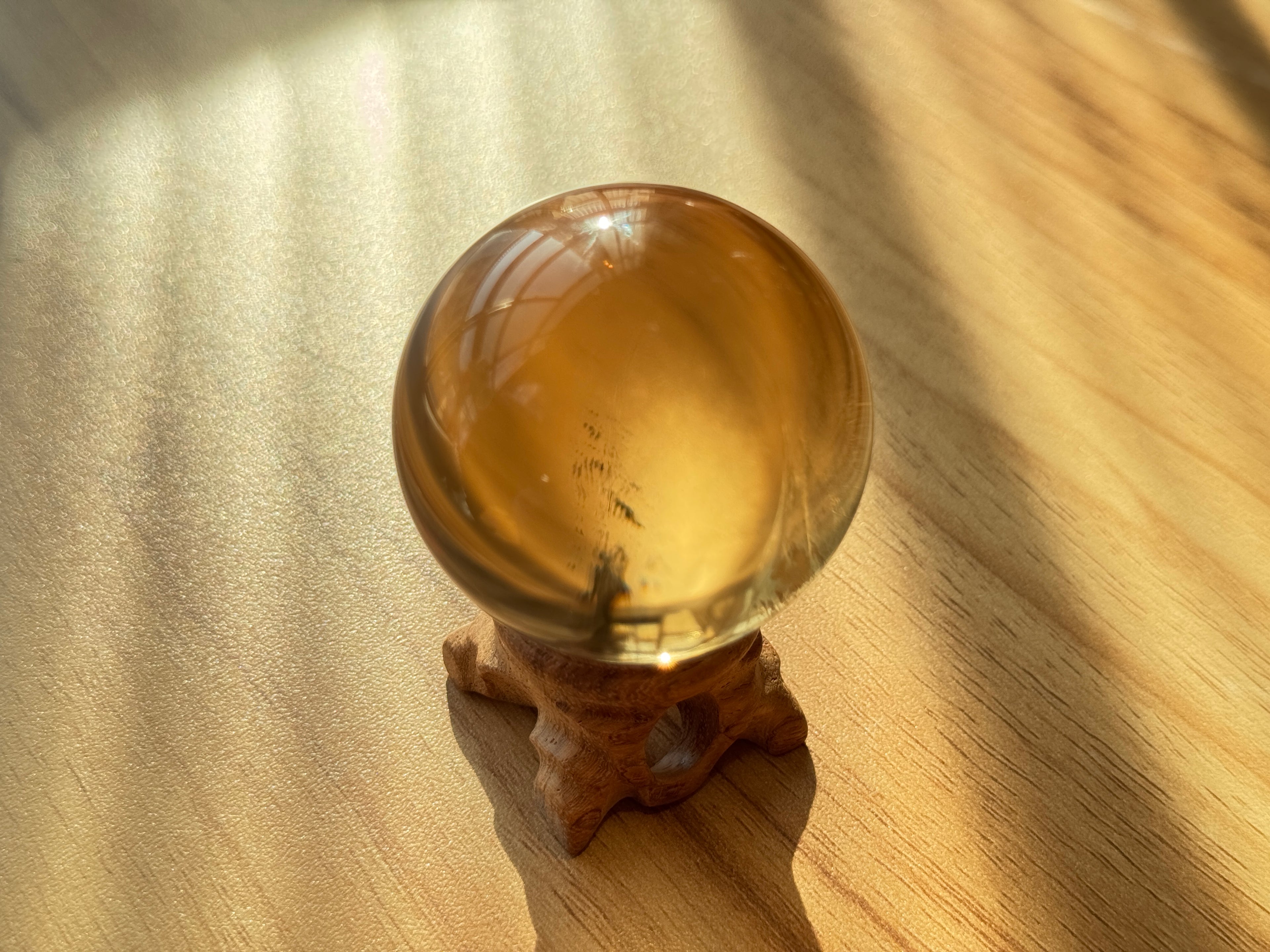 Natural Citrine Sphere 46mm | Brazilian Raw Stone Authentic Hand-Polished Wealth-Attracting Energy Crystal Decoration
