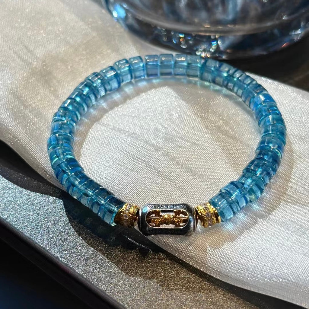 Natural Aquamarine Straight-Cut Tablet Beads