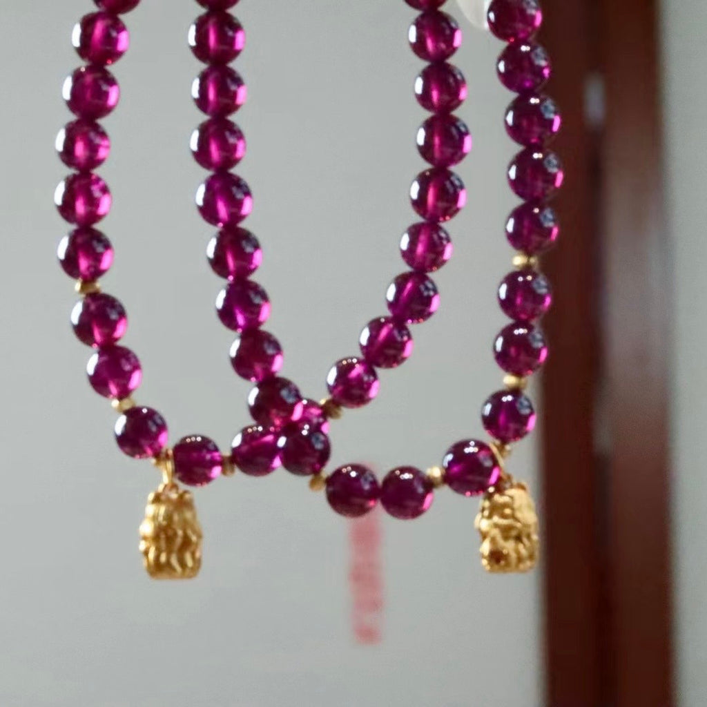 Original Design Natural Purple Garnet Bead Bracelet 6mm Single Loop