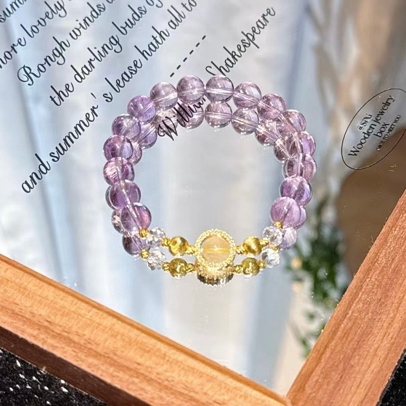 Purple Aura Crystal Radiance · Wisdom & Wealth" Amethyst Bracelet