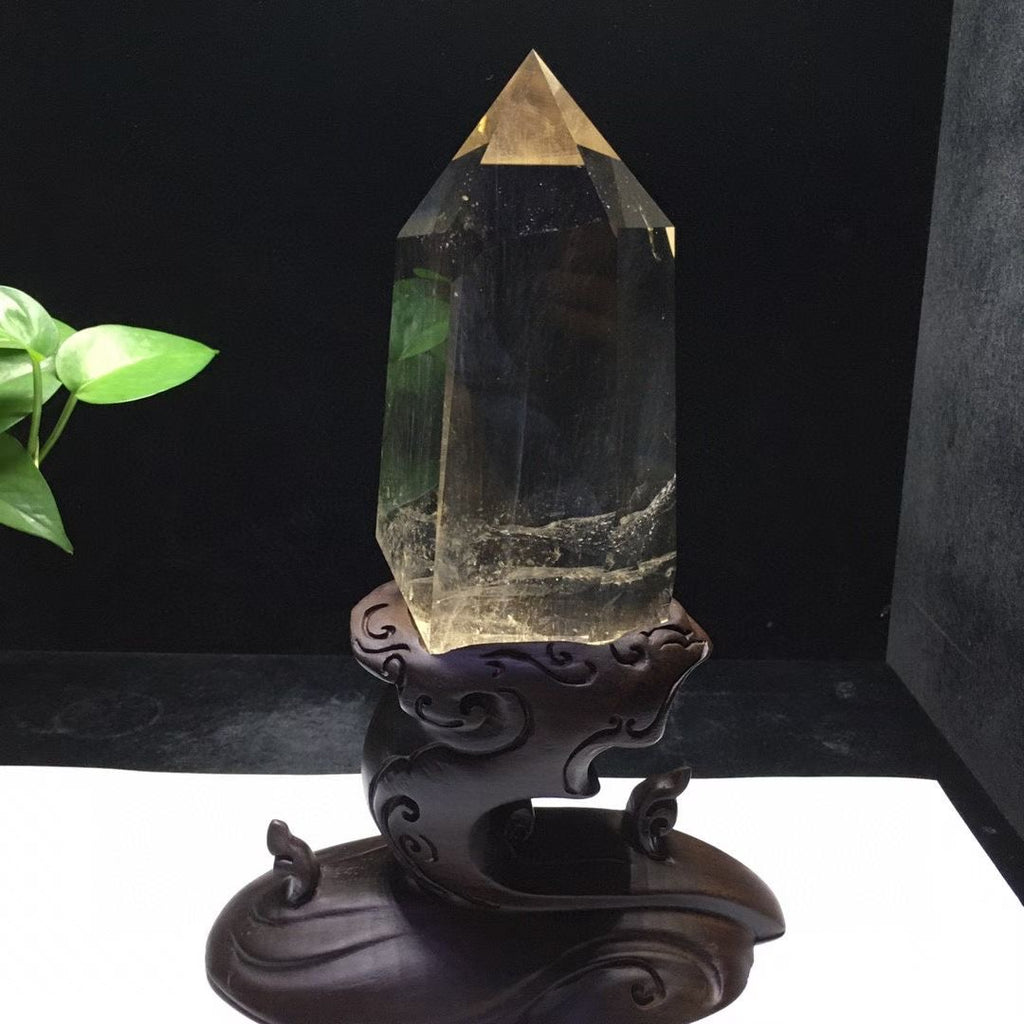 Premium Rare Natural Smoky Quartz Crystal Point - Naturally Formed Blue Feather (Angel's Wings) Inclusions