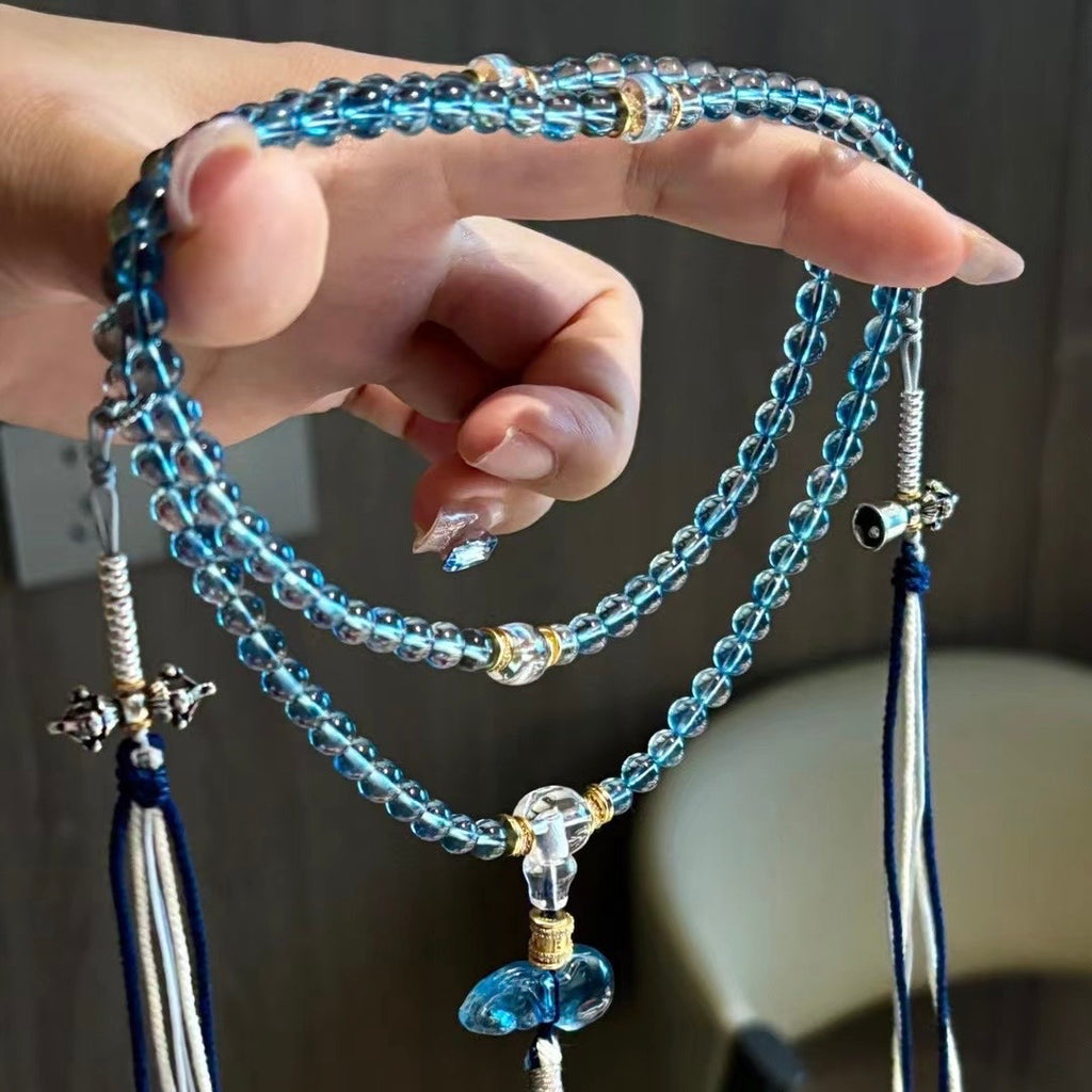 Natural Aquamarine 108-Bead Bracelet📿🩵