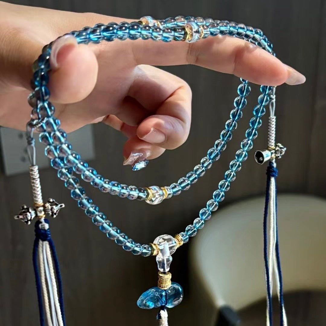 Natural Aquamarine 108-Bead Bracelet📿🩵