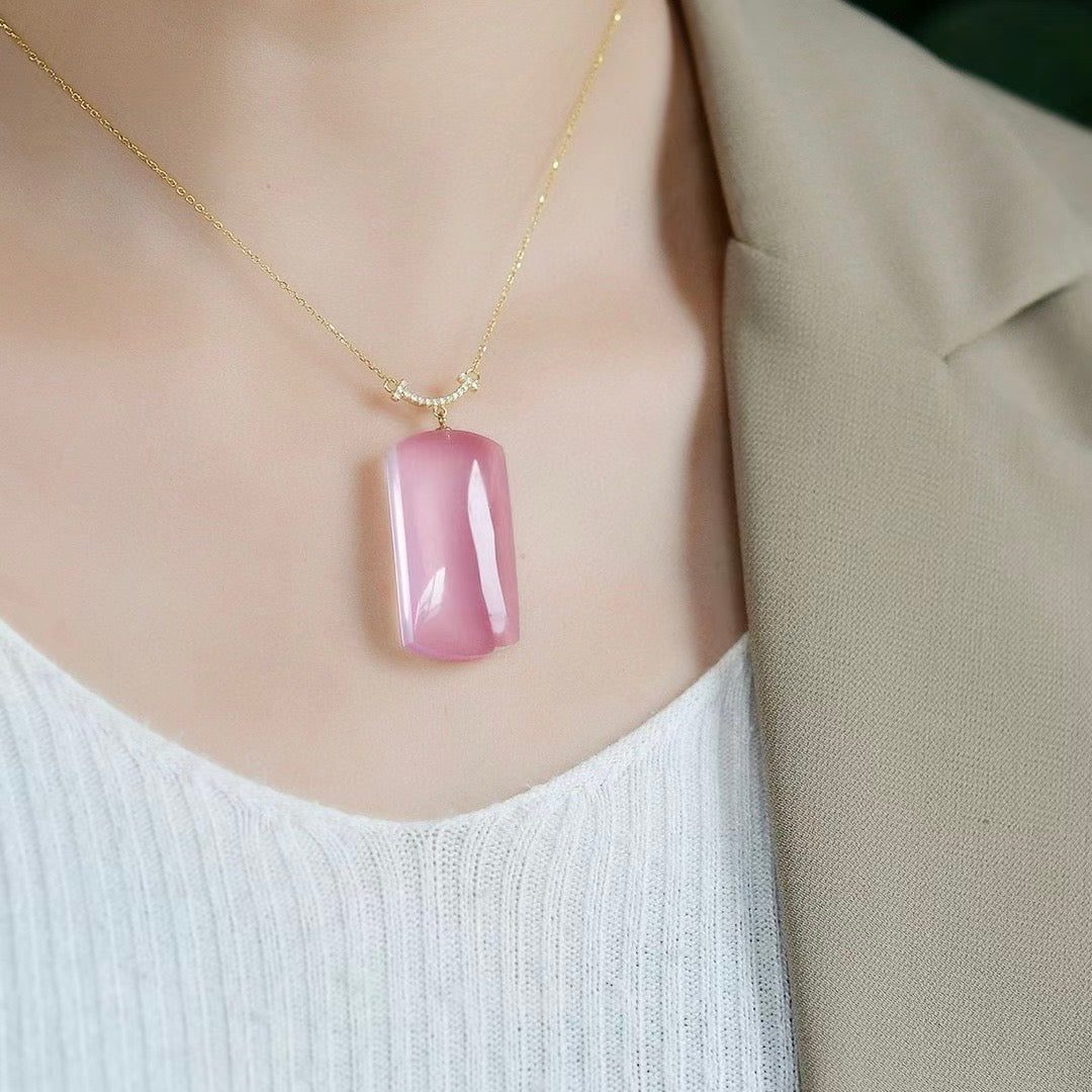 Natural Mozambique Starlight 🌟 Rose Quartz "Wushi Pai" Pendan