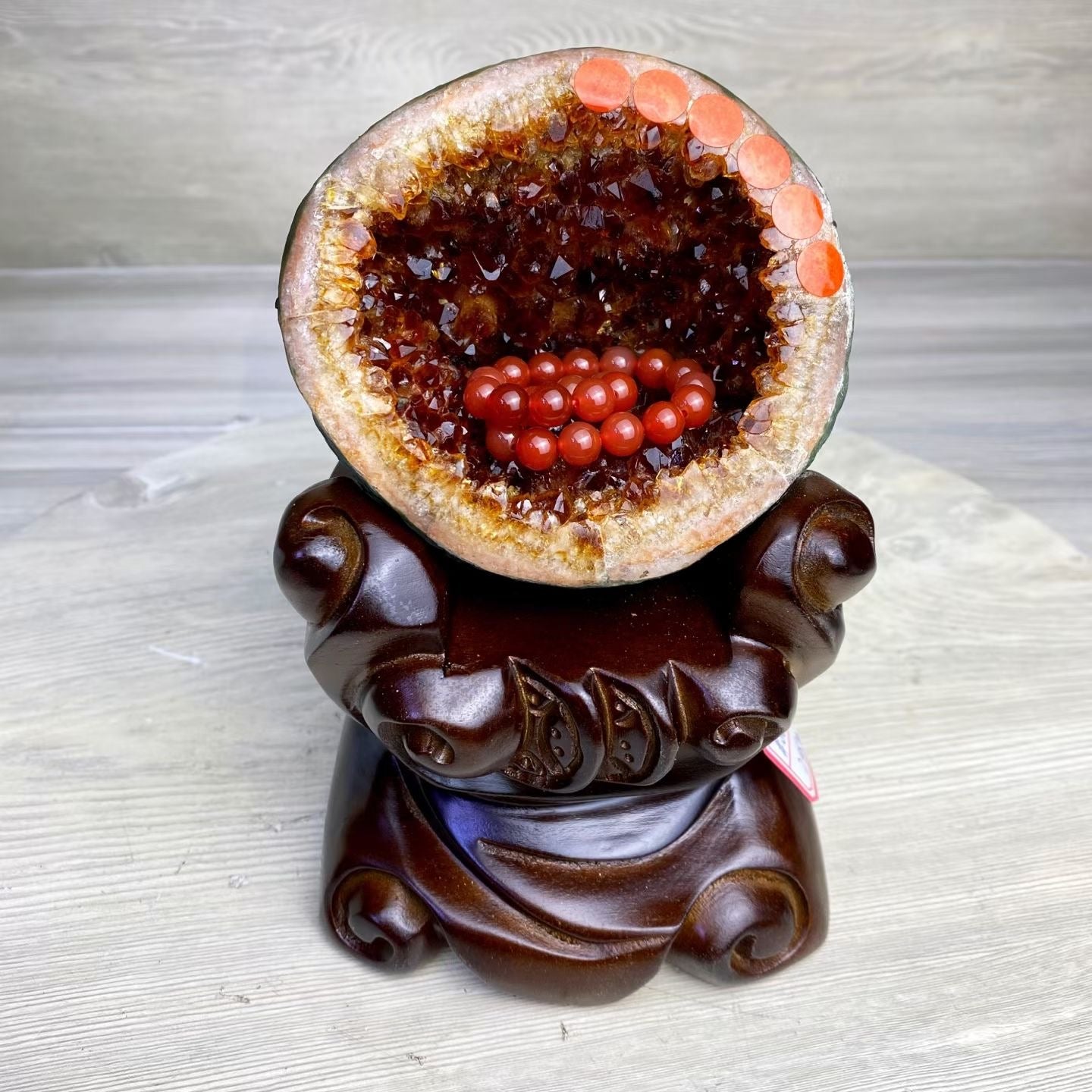 Uruguayan Money Bag Citrine Geode | Brazilian Natural Citrine Cave Decoration