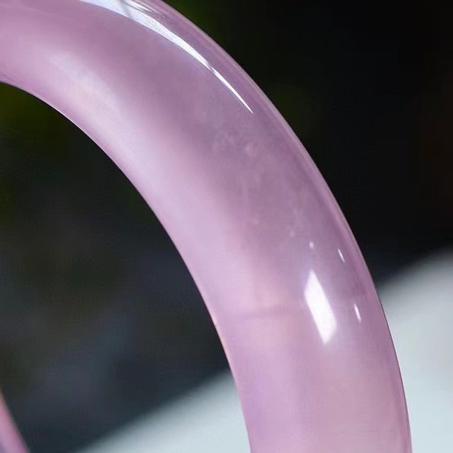 Natural Mozambique 🌟 Starlight Rose Quartz Bangle, Ice-Clear Vitreous Body