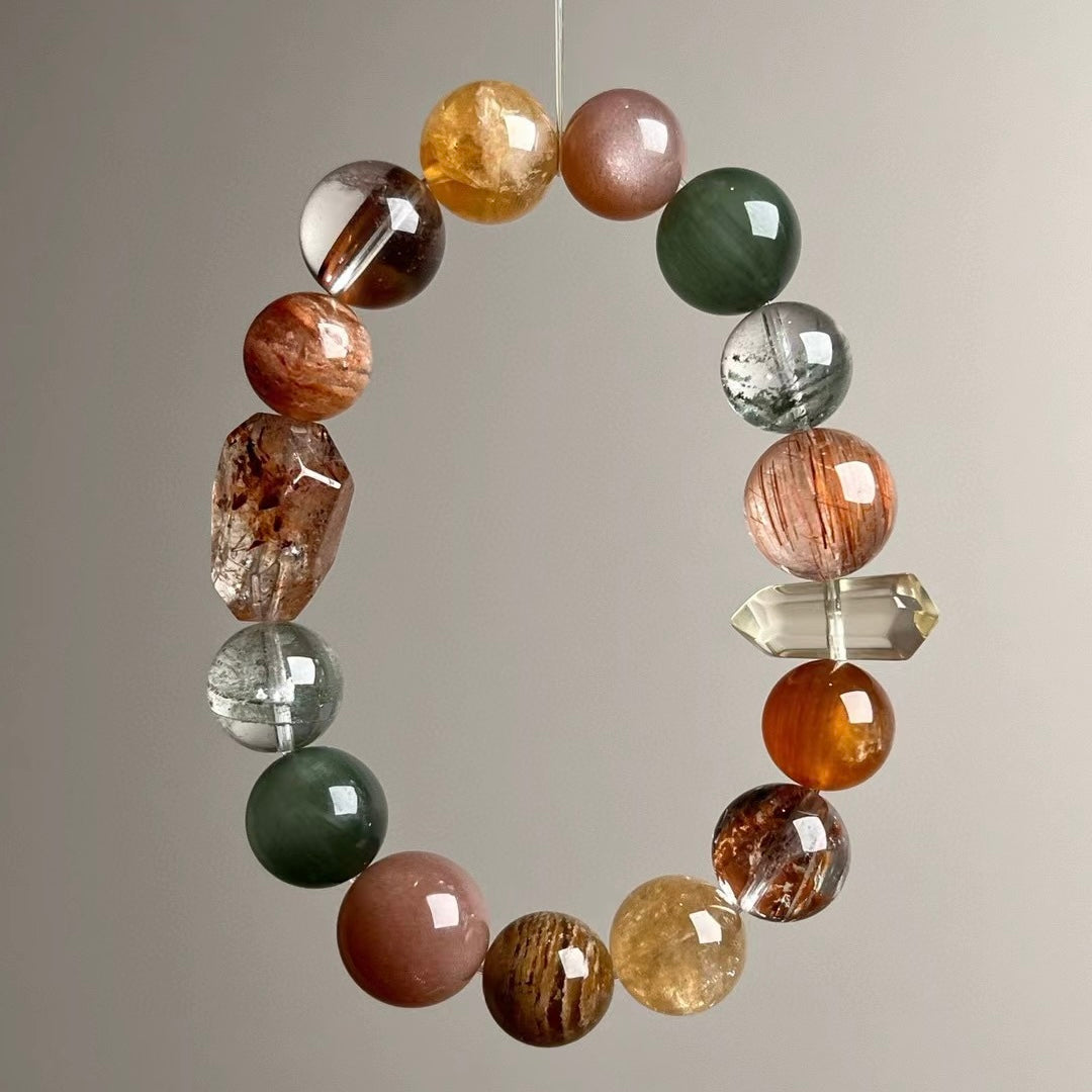 Natural Multi-Gemstone Bracelet - Master-Class Crystal Energy Set for Career, Wealth & Love (11.5-14mm)