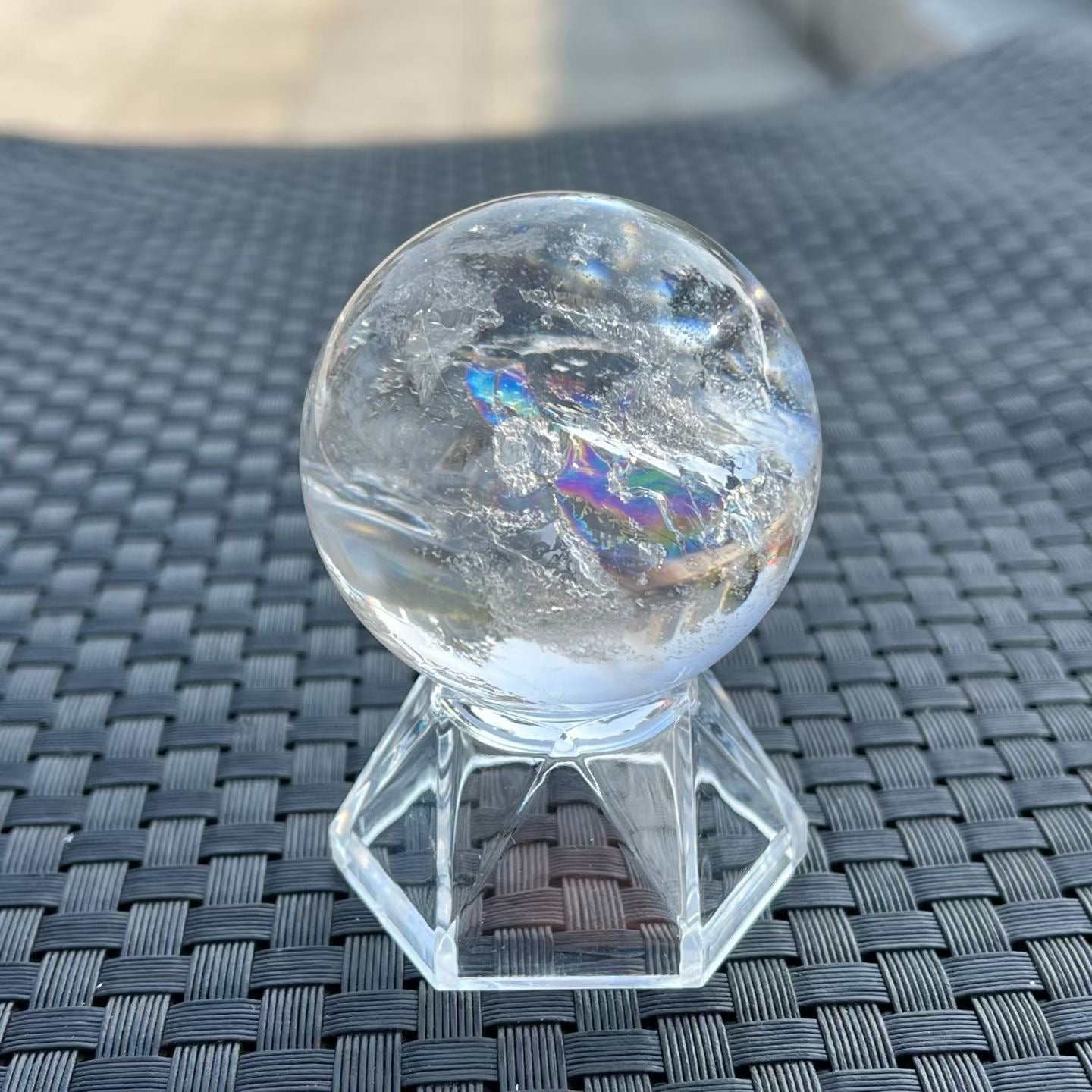 Natural White Crystal Rainbow 🌈 Sphere Ornament