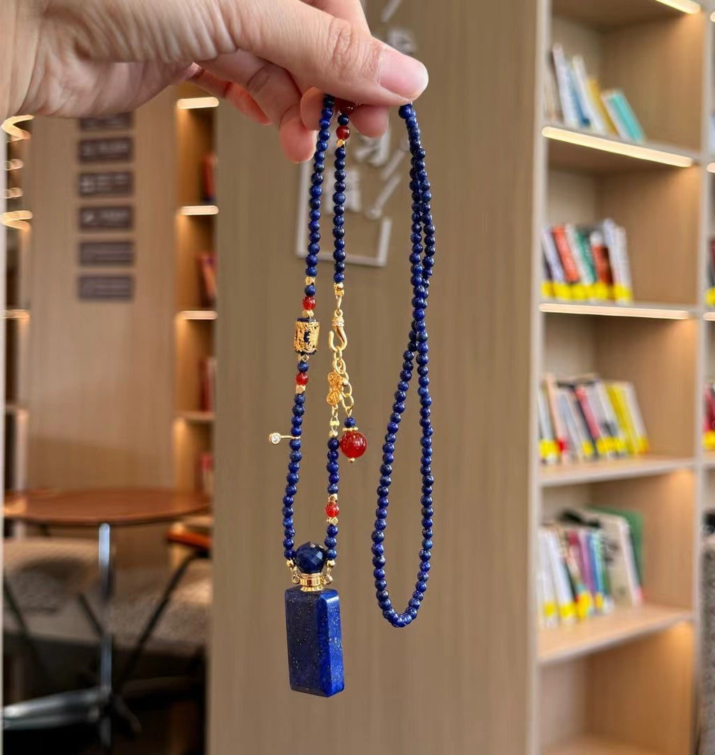Lapis Lazuli Essential Oil Bottle Necklace