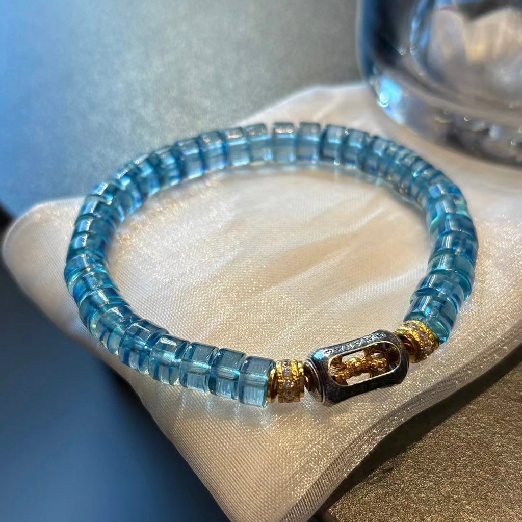 Natural Aquamarine Straight-Cut Tablet Beads