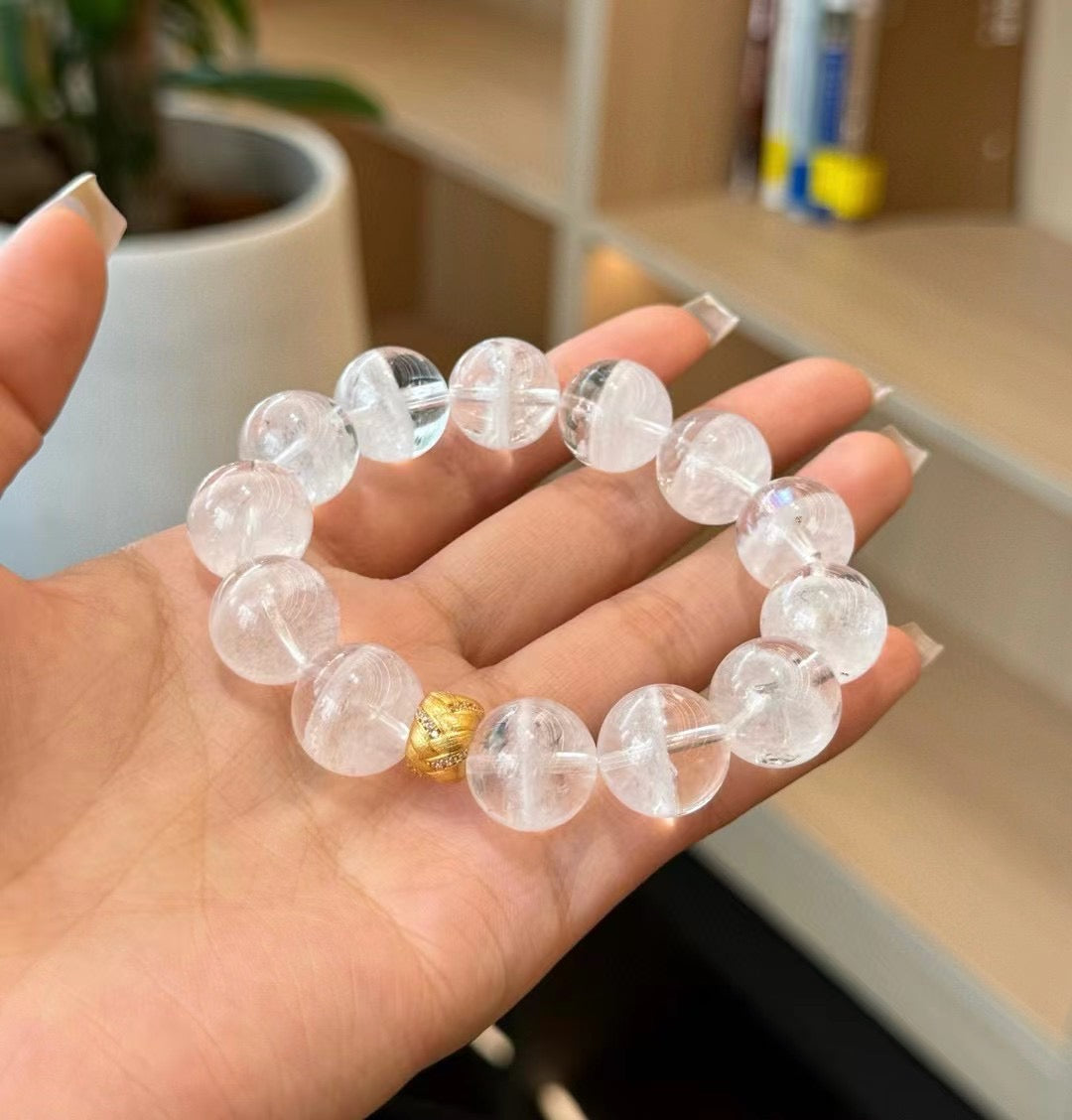 AAA Grade Layered White Phantom Crystal Jewelry - 925 Silver Gold-Plated Reiki Spiritual Healing Accessory