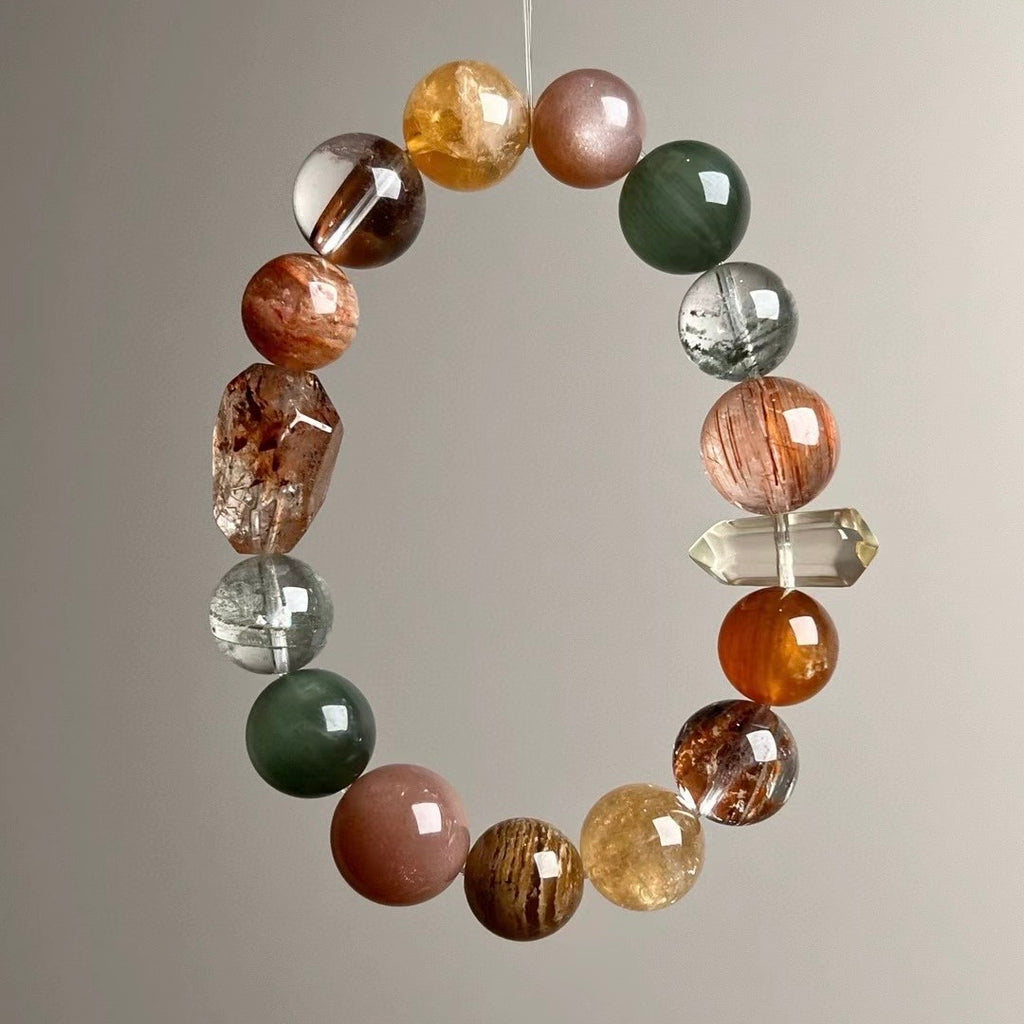 Natural Multi-Gemstone Bracelet - Master-Class Crystal Energy Set for Career, Wealth & Love (11.5-14mm)