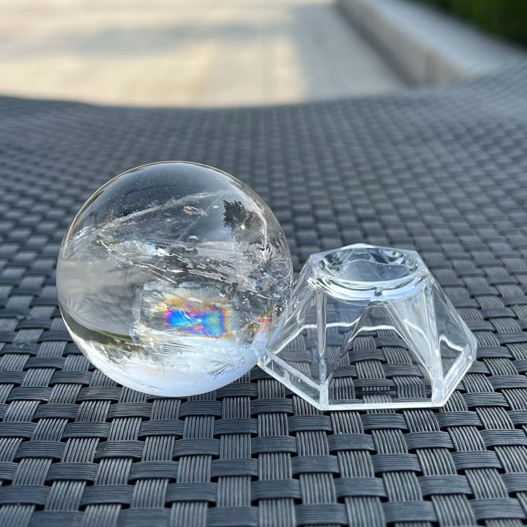 Natural White Crystal Rainbow 🌈 Sphere Ornament