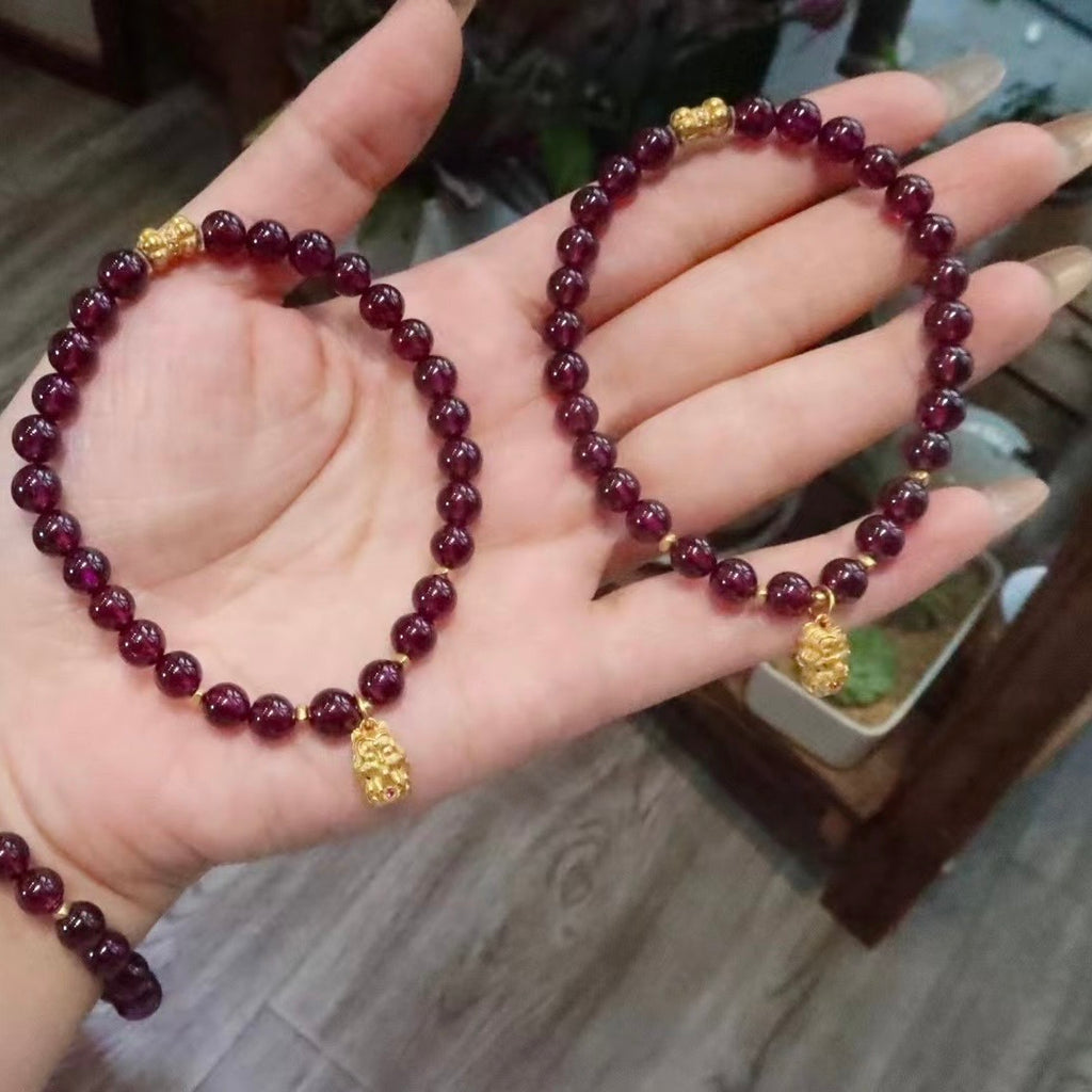 Original Design Natural Purple Garnet Bead Bracelet 6mm Single Loop