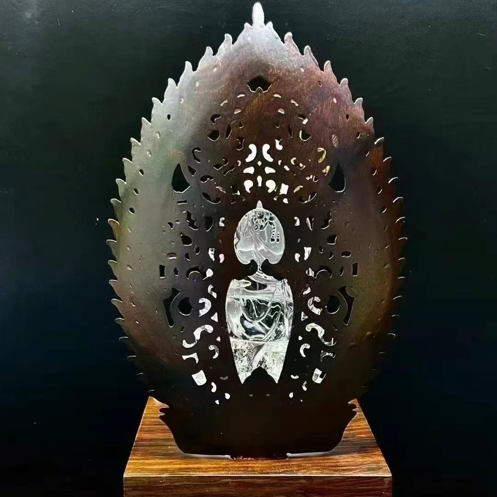 Natural White Crystal Exquisitely Carved Ksitigarbha Bodhisattva Ornament