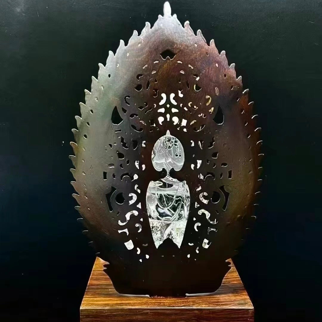 Natural White Crystal Exquisitely Carved Ksitigarbha Bodhisattva Ornament