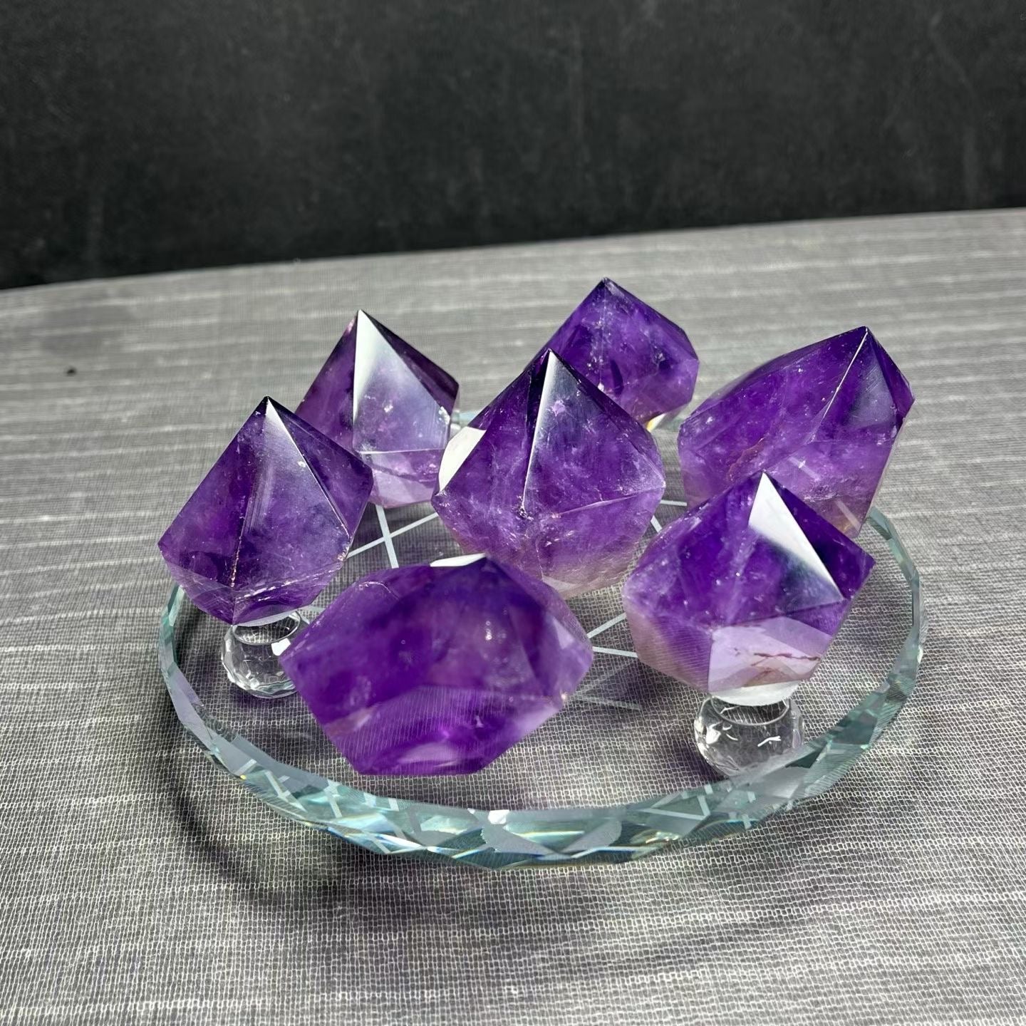 One-of-a-Kind Natural Amethyst Scepter Column Seven-Star Array Decoration | 4cm Height, 510g Raw Stone, 15cm Base | Authentic Gemstone, Appraisal Supported