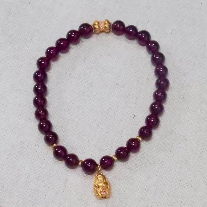 Original Design Natural Purple Garnet Bead Bracelet 6mm Single Loop