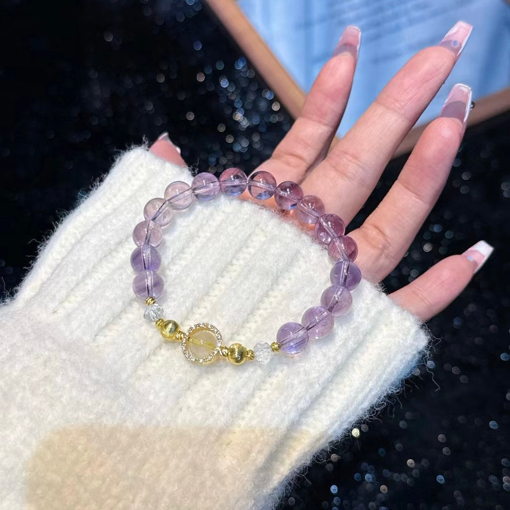 Purple Aura Crystal Radiance · Wisdom & Wealth" Amethyst Bracelet