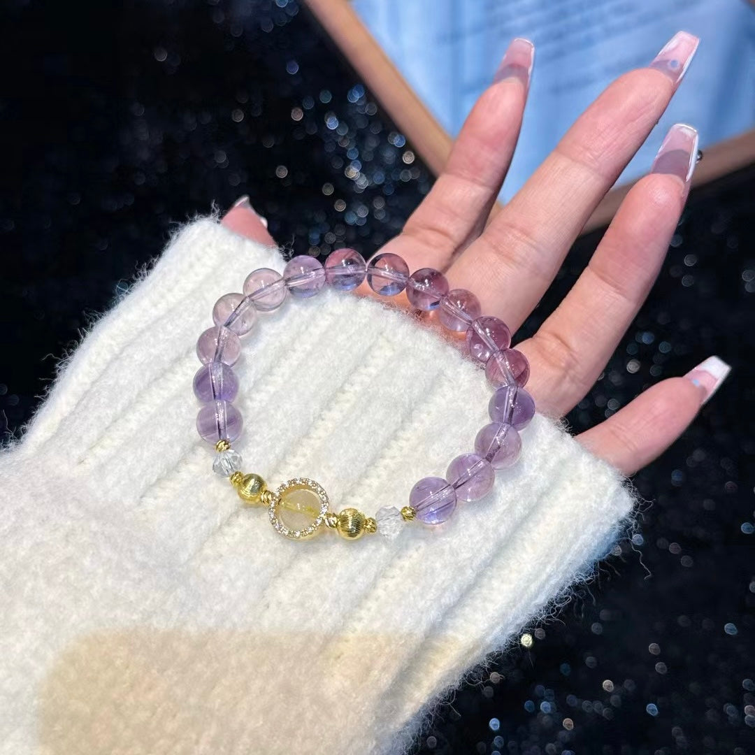 Purple Aura Crystal Radiance · Wisdom & Wealth" Amethyst Bracelet