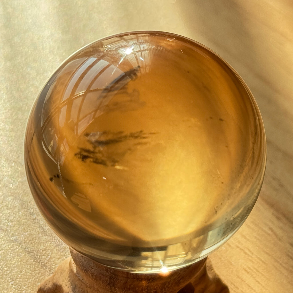Natural Citrine Sphere 46mm | Brazilian Raw Stone Authentic Hand-Polished Wealth-Attracting Energy Crystal Decoration