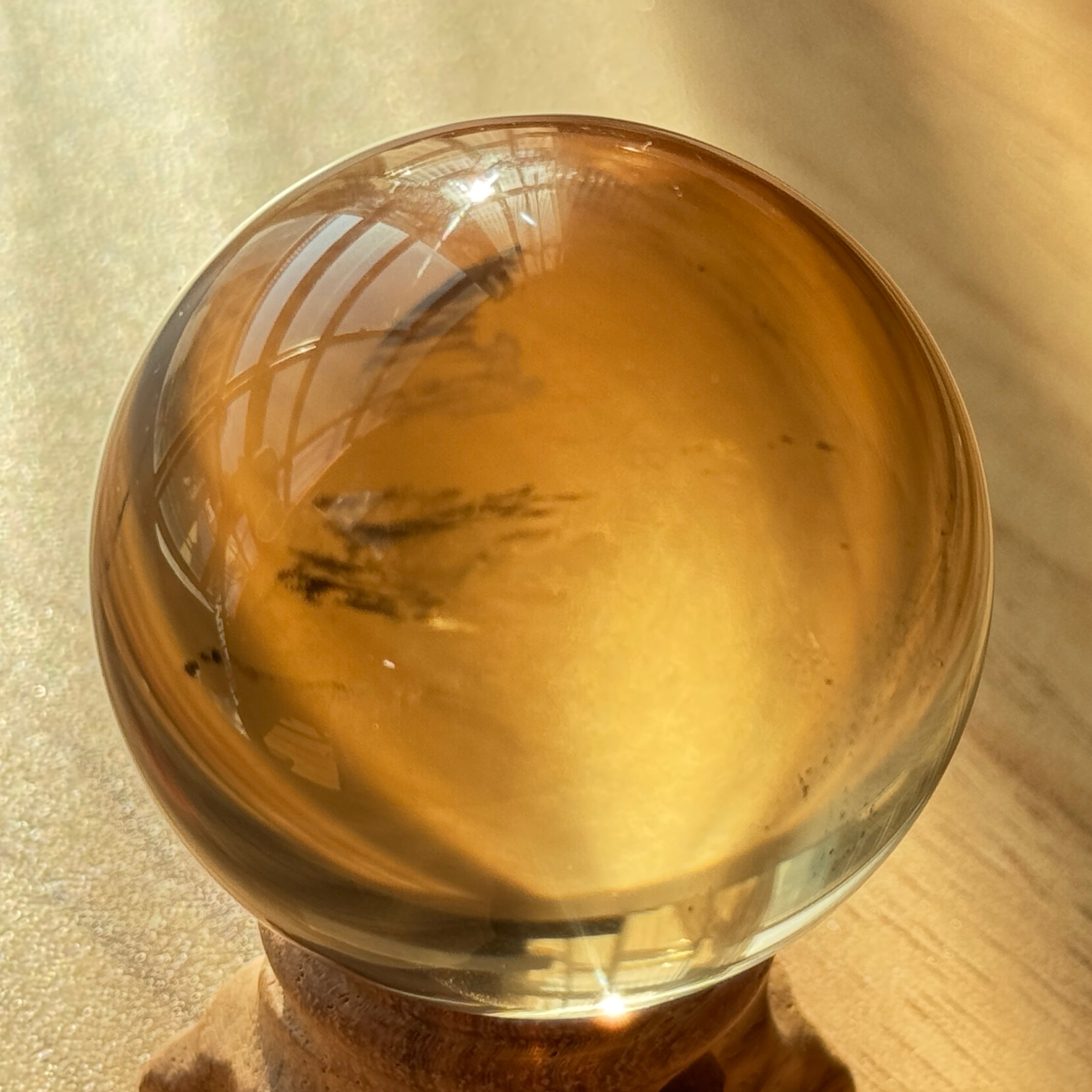 Natural Citrine Sphere 46mm | Brazilian Raw Stone Authentic Hand-Polished Wealth-Attracting Energy Crystal Decoration