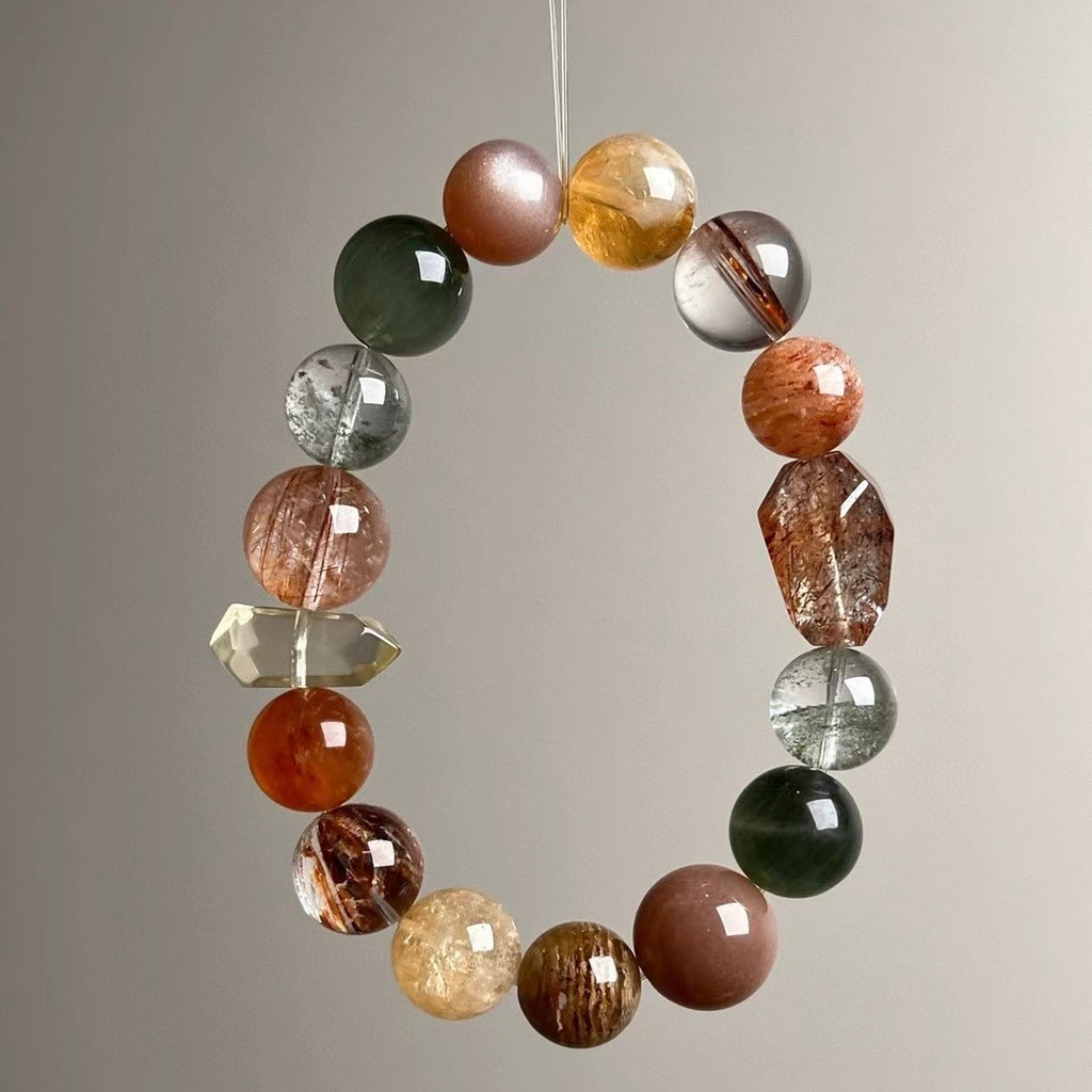 Natural Multi-Gemstone Bracelet - Master-Class Crystal Energy Set for Career, Wealth & Love (11.5-14mm)