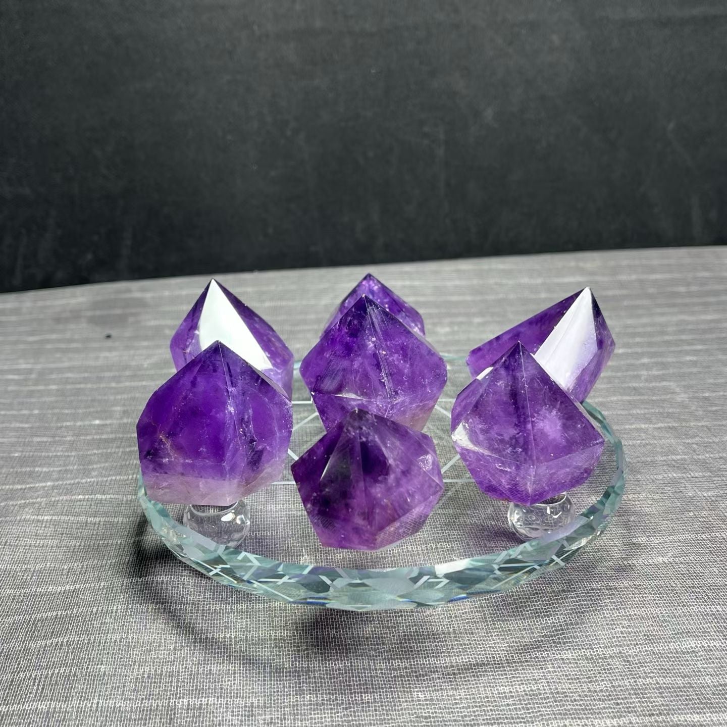 One-of-a-Kind Natural Amethyst Scepter Column Seven-Star Array Decoration | 4cm Height, 510g Raw Stone, 15cm Base | Authentic Gemstone, Appraisal Supported