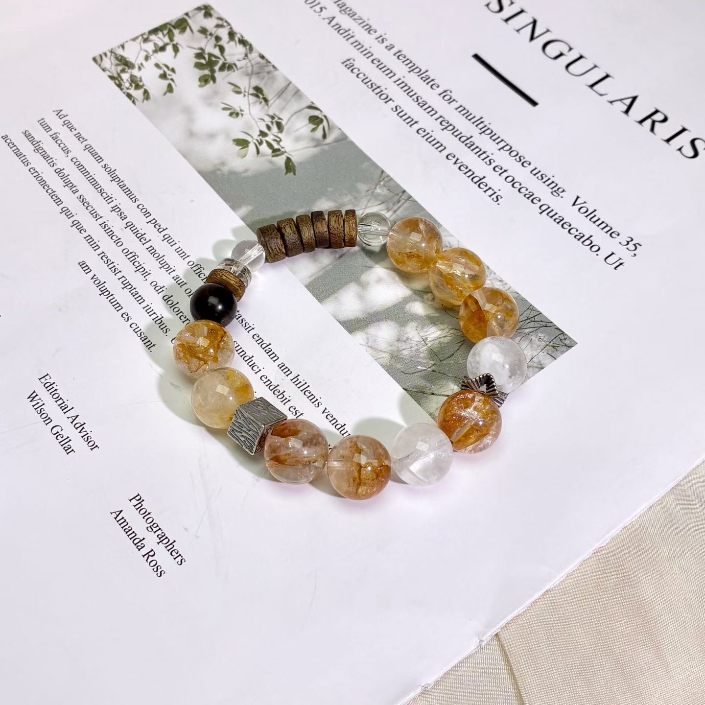 Handmade Agarwood Series - Yellow Rutilated Quartz Bracelet with 925 Silver Fittings