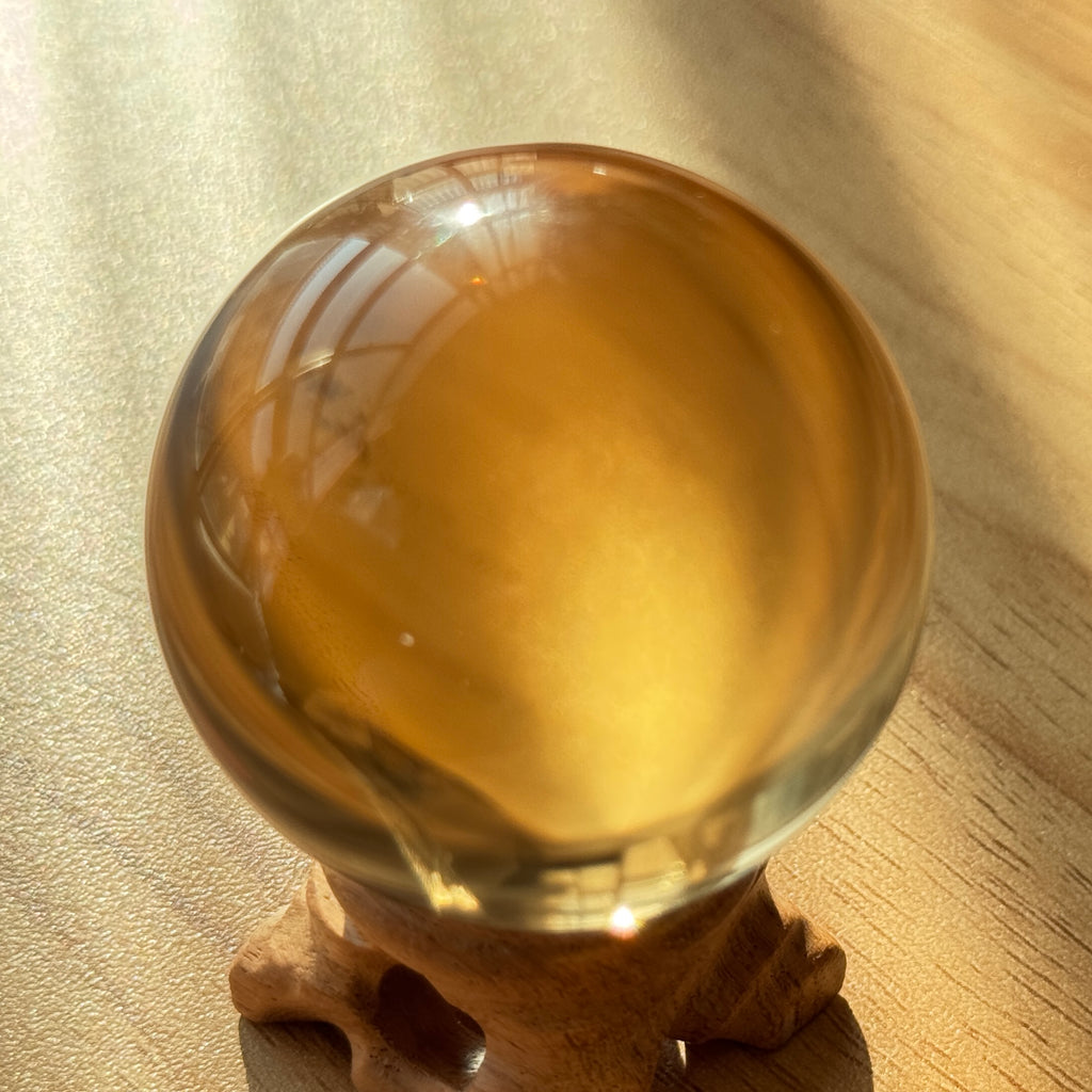 Natural Citrine Sphere 46mm | Brazilian Raw Stone Authentic Hand-Polished Wealth-Attracting Energy Crystal Decoration