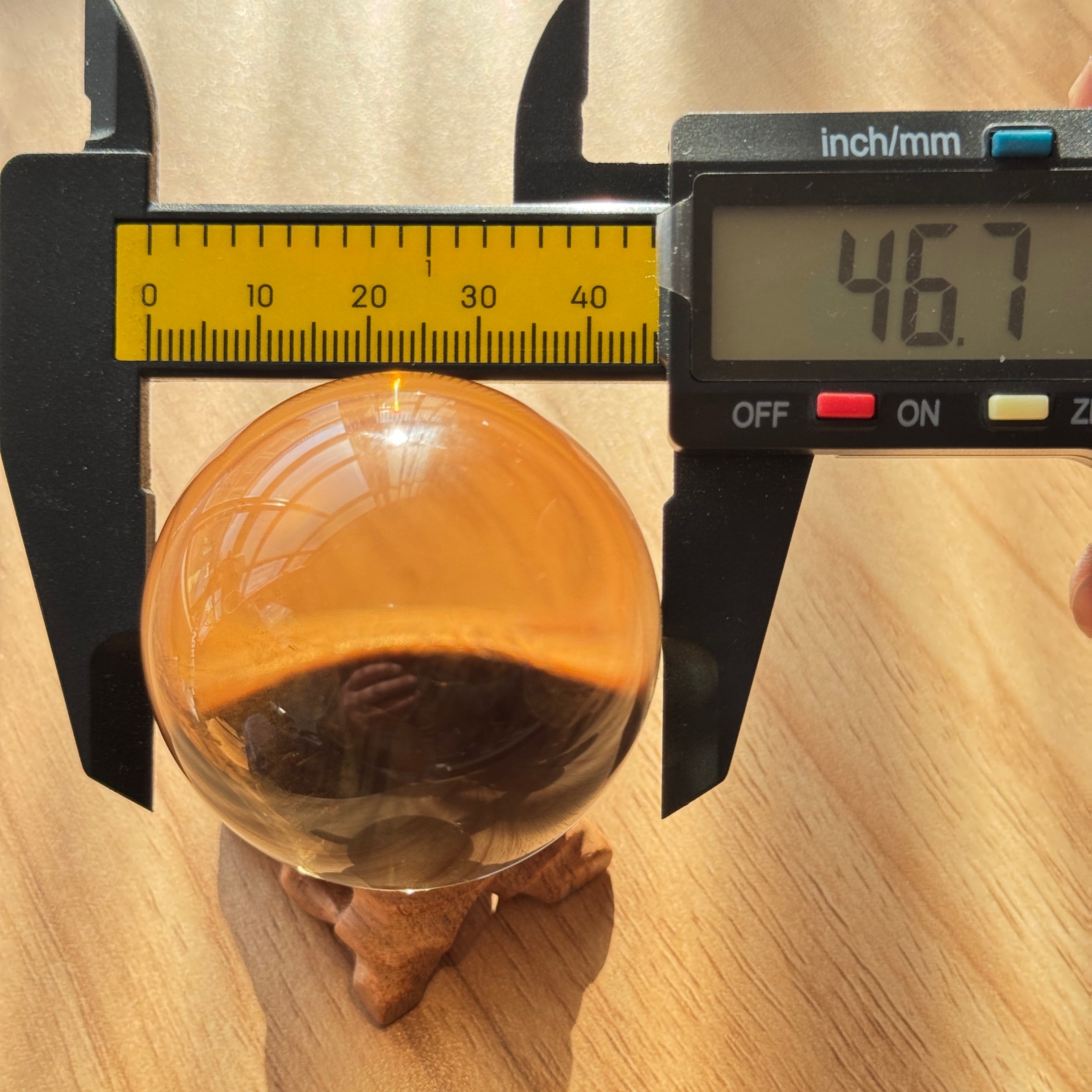 Natural Citrine Sphere 46mm | Brazilian Raw Stone Authentic Hand-Polished Wealth-Attracting Energy Crystal Decoration