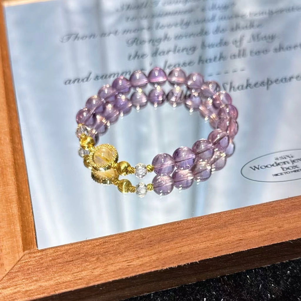 Purple Aura Crystal Radiance · Wisdom & Wealth" Amethyst Bracelet
