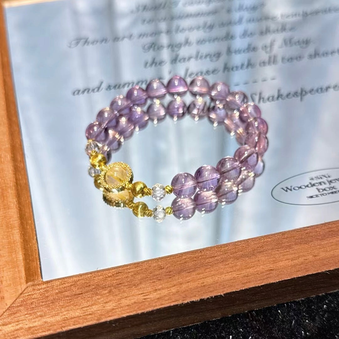Purple Aura Crystal Radiance · Wisdom & Wealth" Amethyst Bracelet