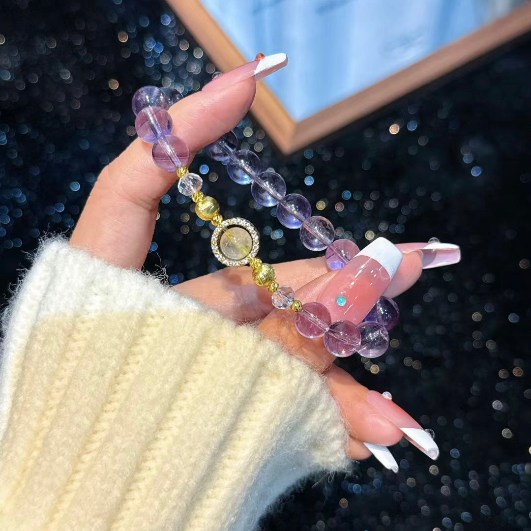 Purple Aura Crystal Radiance · Wisdom & Wealth" Amethyst Bracelet