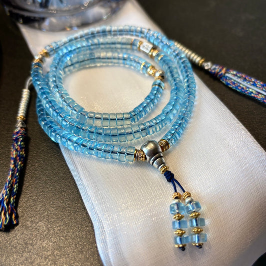 Aquamarine Buddhist Prayer Beads