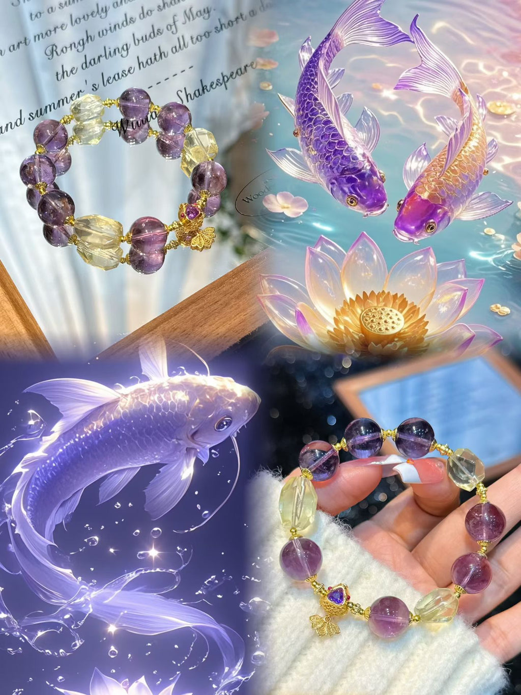 Amethyst & Citrine Arowana · Purple Qi Descends East