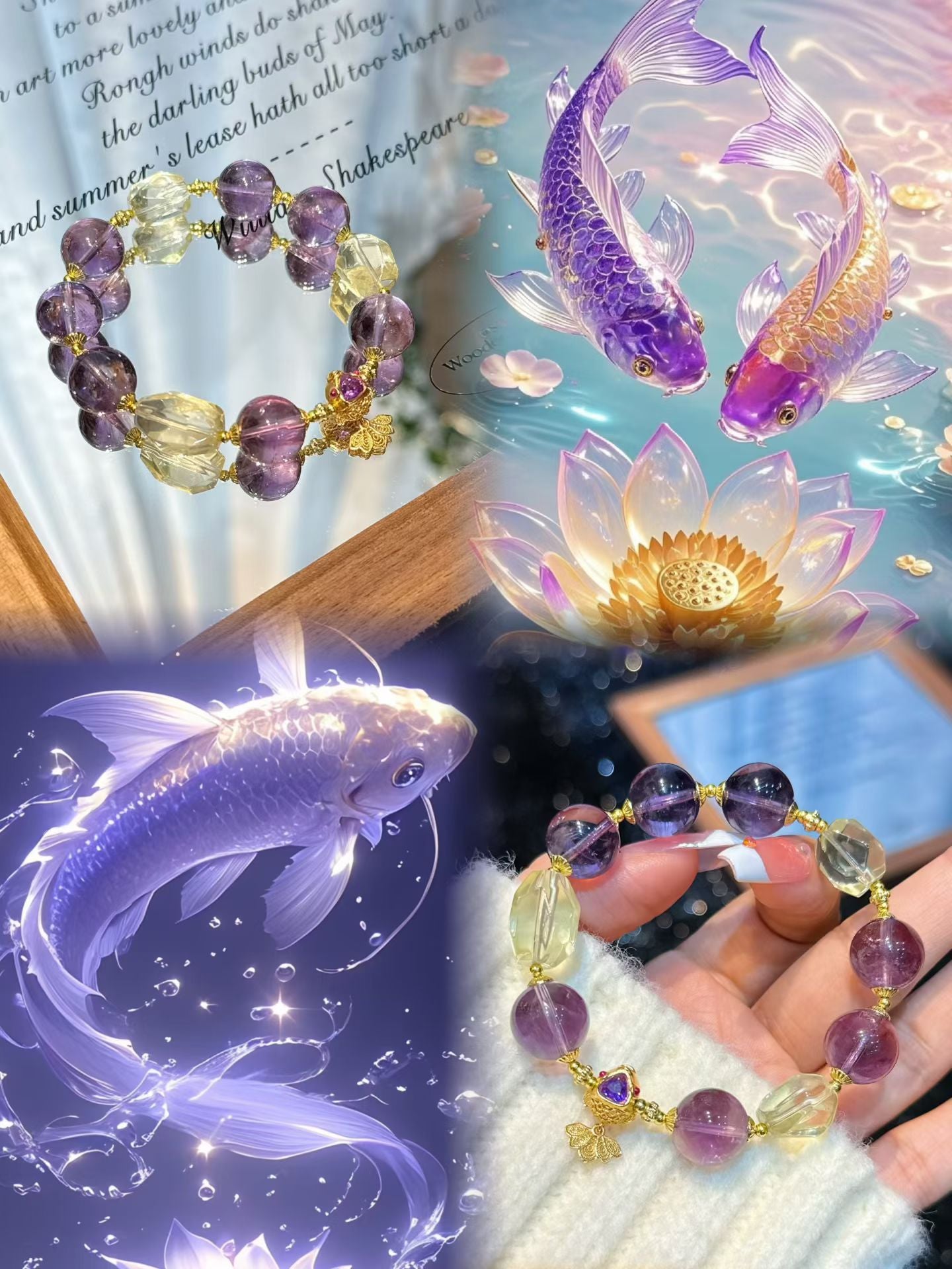 Amethyst & Citrine Arowana · Purple Qi Descends East